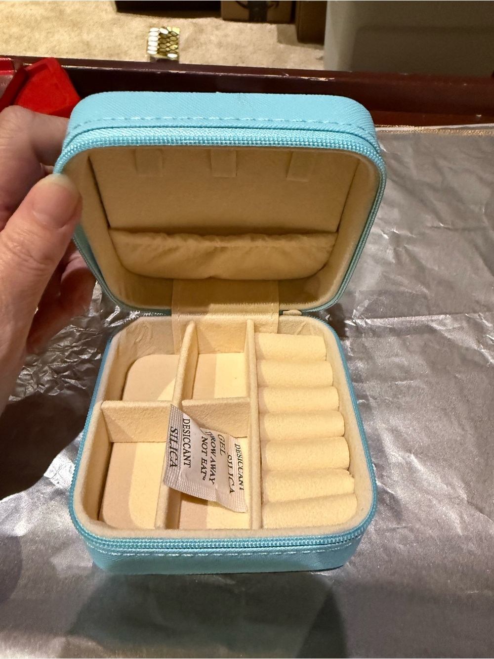 Mini Faux Leather Travel Jewelry Case Organizer - Light Blue